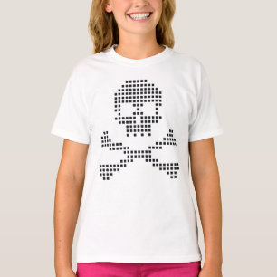 Camiseta Caveira Pixelizada com Ossos Cruzados 
