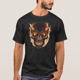 Camiseta Caveira Preta de Fogo