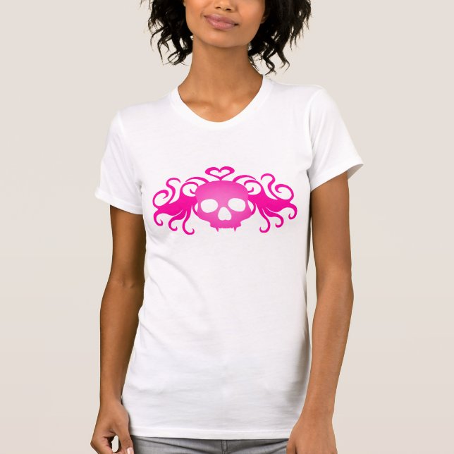 Camiseta Caveira rosa-menina (Frente)