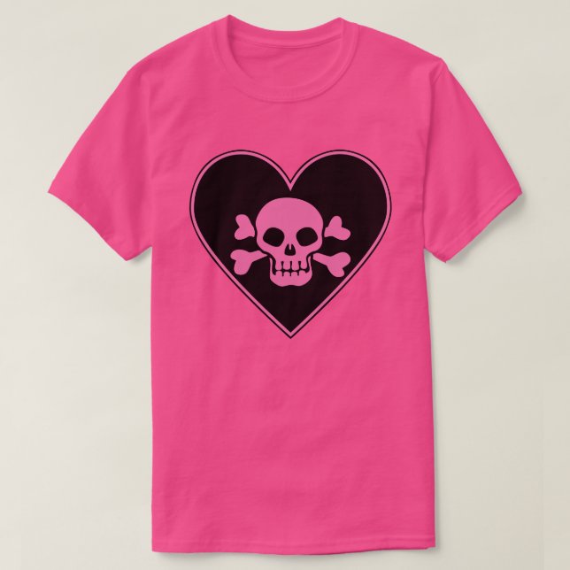 Camiseta Caveira Rosa no Coração (Frente do Design)
