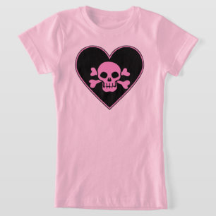 Camiseta Caveira Rosa no Coração