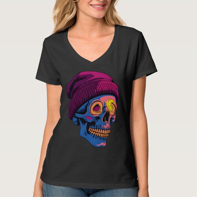 Camiseta "Caveira sem rosto - Teto gráfico de rosto escuro" (Frente)