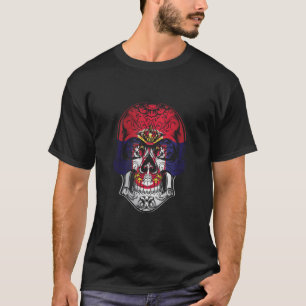 Camiseta Caveira Sérvia E Bandeira Rosa