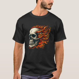 Camiseta Caveira sobre Incêndio Caveira Assustadora Homens