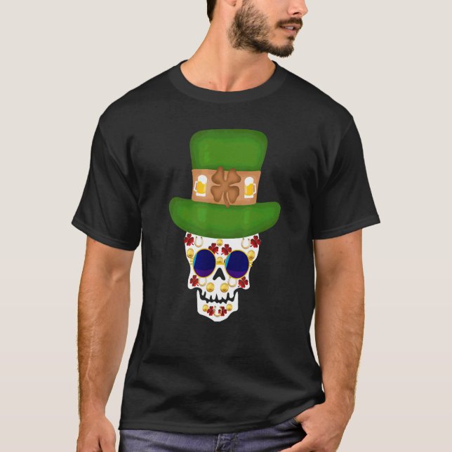 Camiseta Caveira Superior Chapéu Esmagado Vidros Sapatos De (Frente)