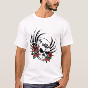 Camiseta Caveira Tribal com Rosas
