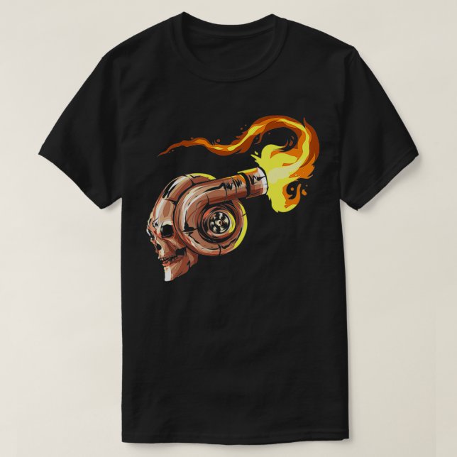 Camiseta Caveira Turbocarregadora com Sintonizador Turbo Ca (Frente do Design)