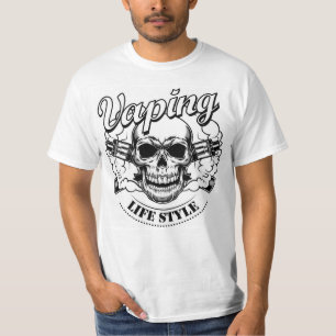 Camiseta Caveira Vaping - T-Shirt Negrito e Edgy