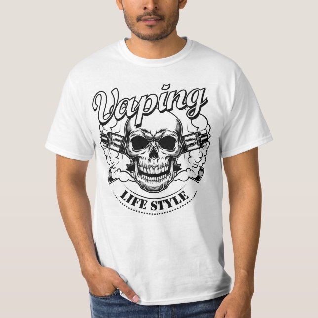 Camiseta Caveira Vaping - T-Shirt Negrito e Edgy (Frente)