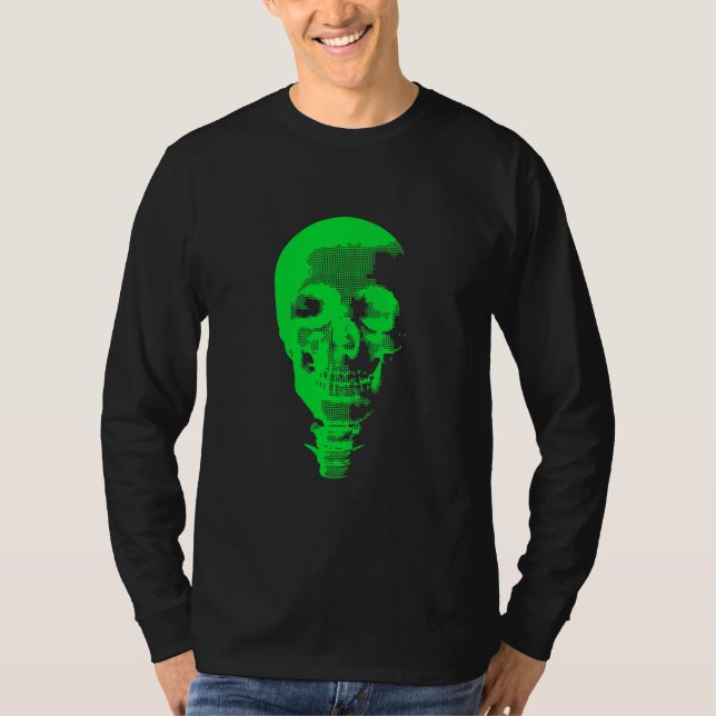 Camiseta Caveira Verde Pixelada (Frente)