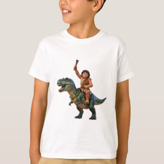 Camiseta Caveman Riding Dinosaur Cartoon Image