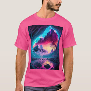 Camiseta Caverna De Gelo Com Aurora Borealis No Ártico E Mã