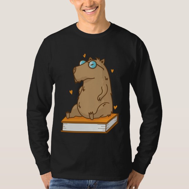 Camiseta Caviidae Guinea Pig loves reading Books (Frente)