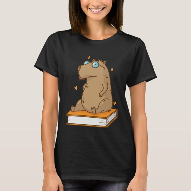 Camiseta Caviidae Guinea Pig loves reading Books (Frente)