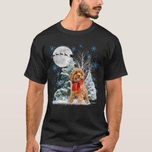 Camiseta Cavoodle Sob Lua À Neve Natal Pajama