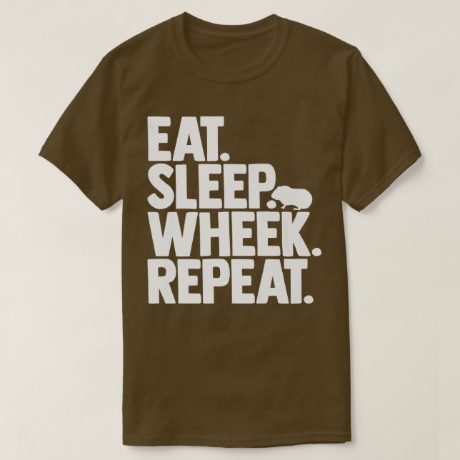 Camiseta Cavy Lovers Guinea Pig Owners Eat, Sleep, Wheek, R (Frente do Design)
