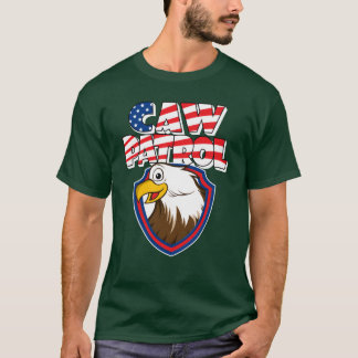 Camiseta Caw Patrol Bald Eagle American Red White Blue Flag