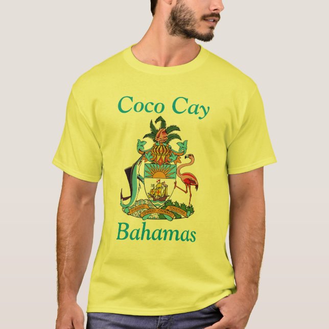 Camiseta Cay dos Cocos, Bahamas com brasão (Frente)