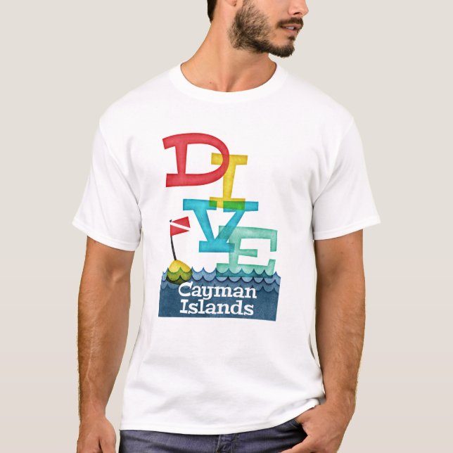 Camiseta Cayman Islands Dive - Scuba Colorida (Frente)