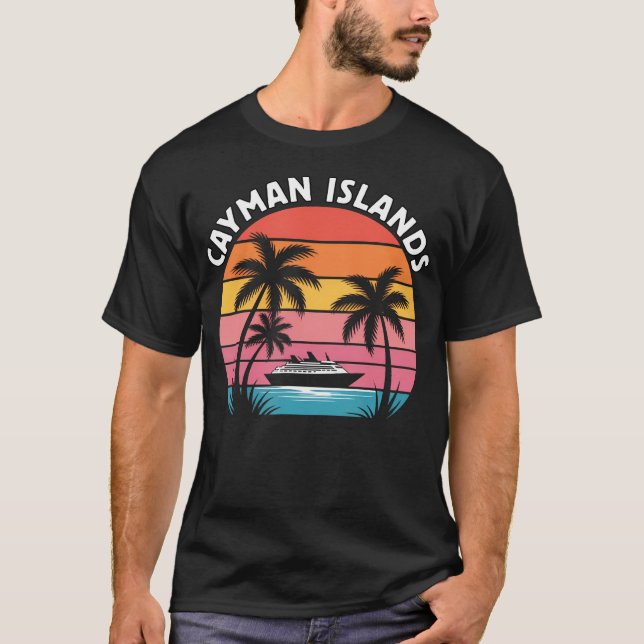 Camiseta Cayman Islands Vacation Sunset Palm Trees (Frente)