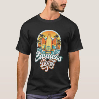 Camiseta Cayucos Três Surfboard E Palm Tree Circ