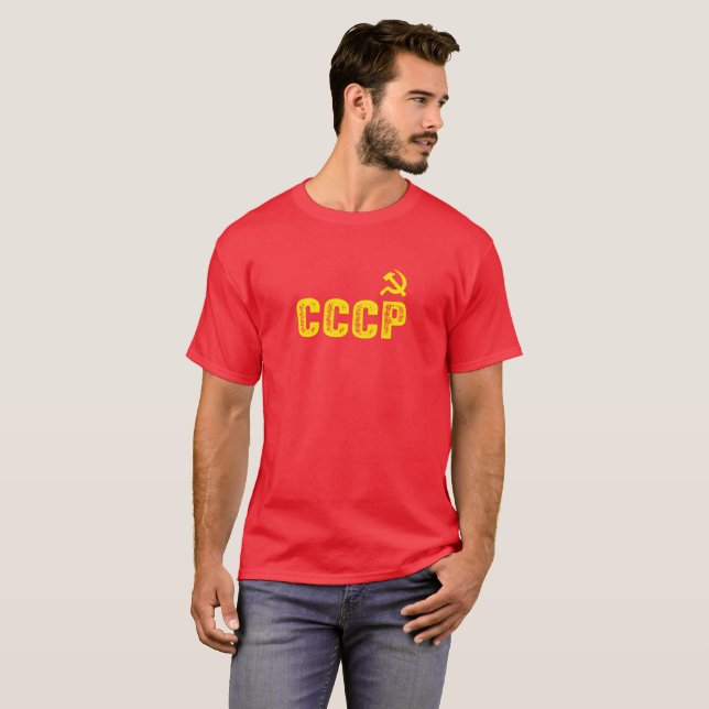 Camiseta CCCP retro e o t-shirt escuro básico dos homens do (Frente Completa)