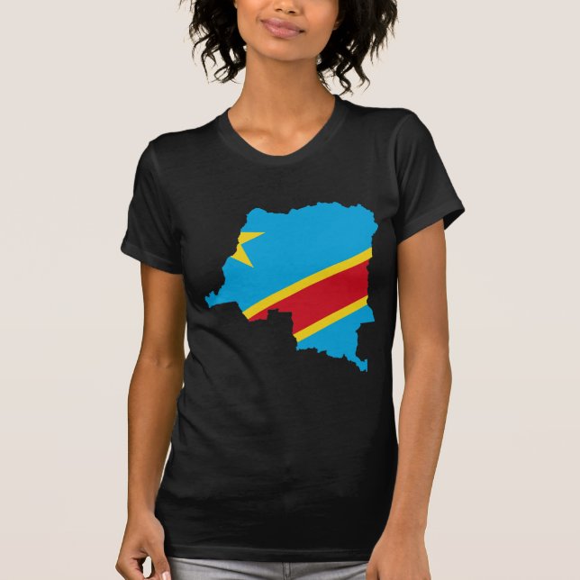 Camiseta CD do mapa da bandeira de Congo (Frente)