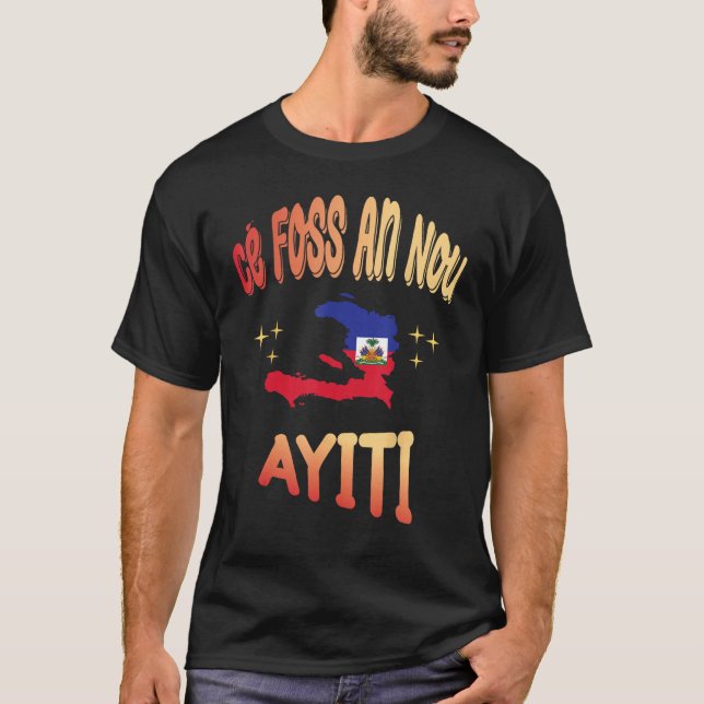 Camiseta Ce Foss An Nou Ayiti no Mapa da Bandeira do Haiti (Frente)