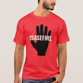 Camiseta Ceasefire vermelho branco preto negrito texto pers