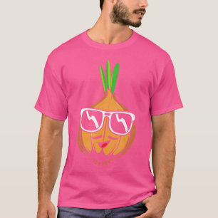 Camiseta Cebola Usando Óculos de Sol Cebola Engraçada