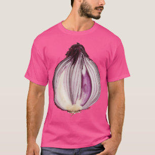 Camiseta Cebola Vermelha Metade Crua Doce Guarnição Grelhad