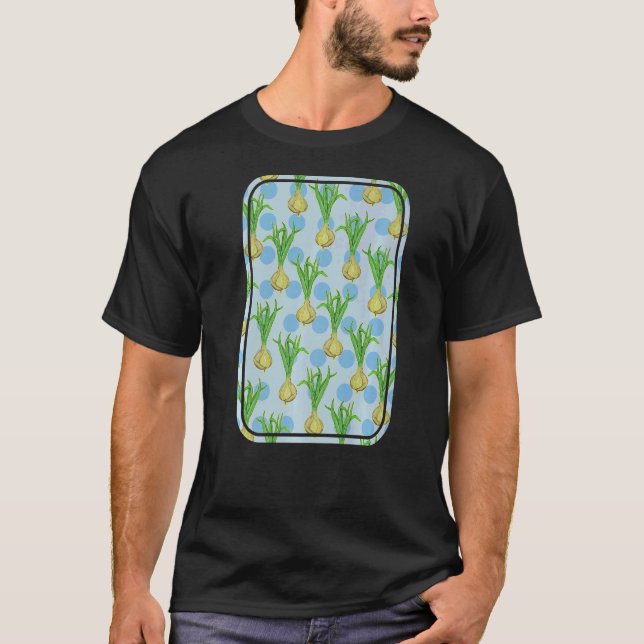 Camiseta Cebolas e bolinhas vetoras de cebola (Frente)