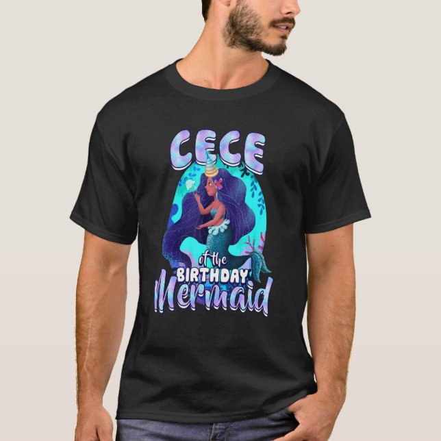 Camiseta Cece Do Parceiro Familiar Da Sereia De Aniversário (Frente)