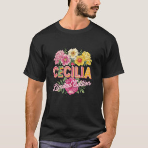 Camiseta Cecilia Edição Limitada Flores Nome Personalizado 