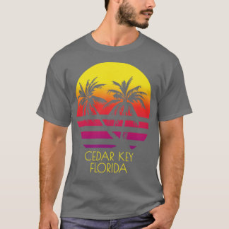Camiseta Cedar Key Florida Vintage Tropical Sunset Palm Tre
