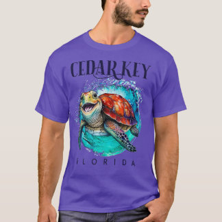 Camiseta Cedar Key Florida Watercolor Happy Sea Turtle Prem
