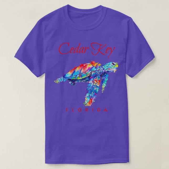 Camiseta Cedar Key Florida Watercolor Sea Turtle (Frente do Design)