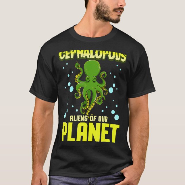 Camiseta Cefalópodes Alienígenas Do Nosso Planeta  Pesca Oc (Frente)
