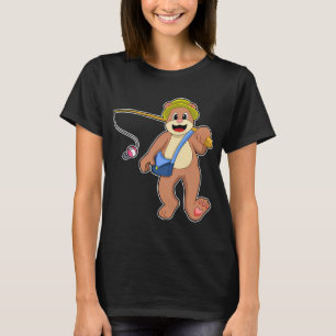 Camiseta Cegonha na pesca com vara de pescar