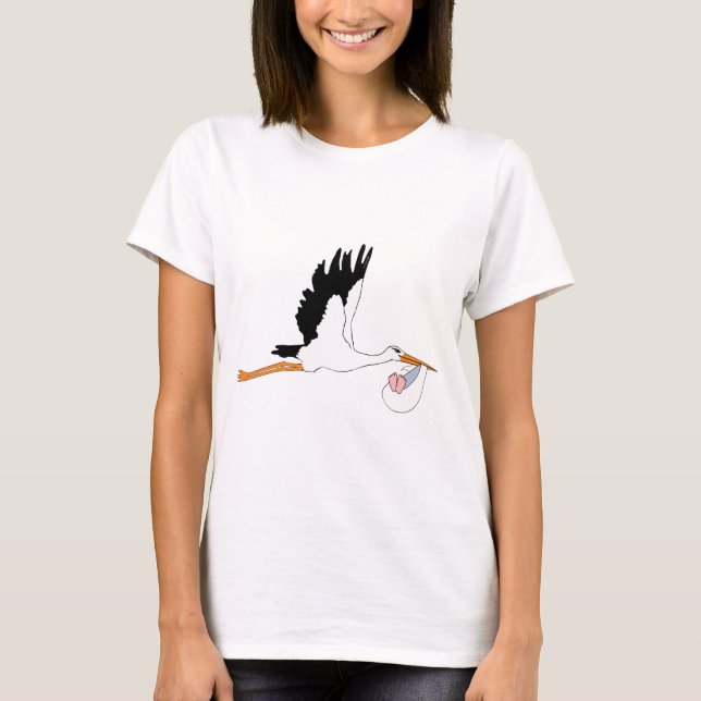 Camiseta Cegonha que entrega o bebê (Frente)