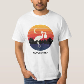 Camiseta Cegonha Retro Não Importa Piada Entrega de Bebê Pô