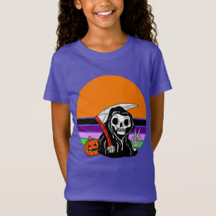 Camiseta Ceifador - Abóbora de Halloween no Pôr do Sol