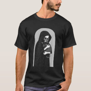 Camiseta Ceifador Da Morte E Seu Gótico De Gato Negro
