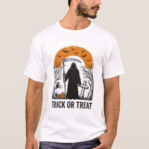 Camiseta Ceifador de Halloween Truque ou Tratamento Vintage