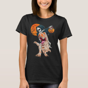 Camiseta Ceifador Esqueleto Montando Múmia Dinossauro rex M