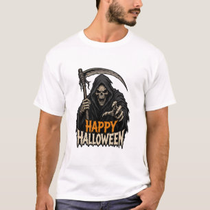 Camiseta Ceifador Feliz Dia das Bruxas Design Assustador de