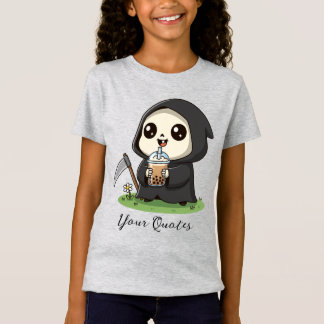 Camiseta Ceifador Fofo Bebendo Chá de Boba