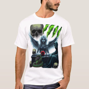 Camiseta Ceifador Gótico & Anjo Caído - Fantasia Sombria Ma