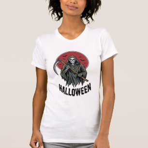 Camiseta Ceifador Halloween Arte de Gravura Vintage_1