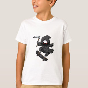 Camiseta Ceifador Sombrio de Skate Chibi Crianças